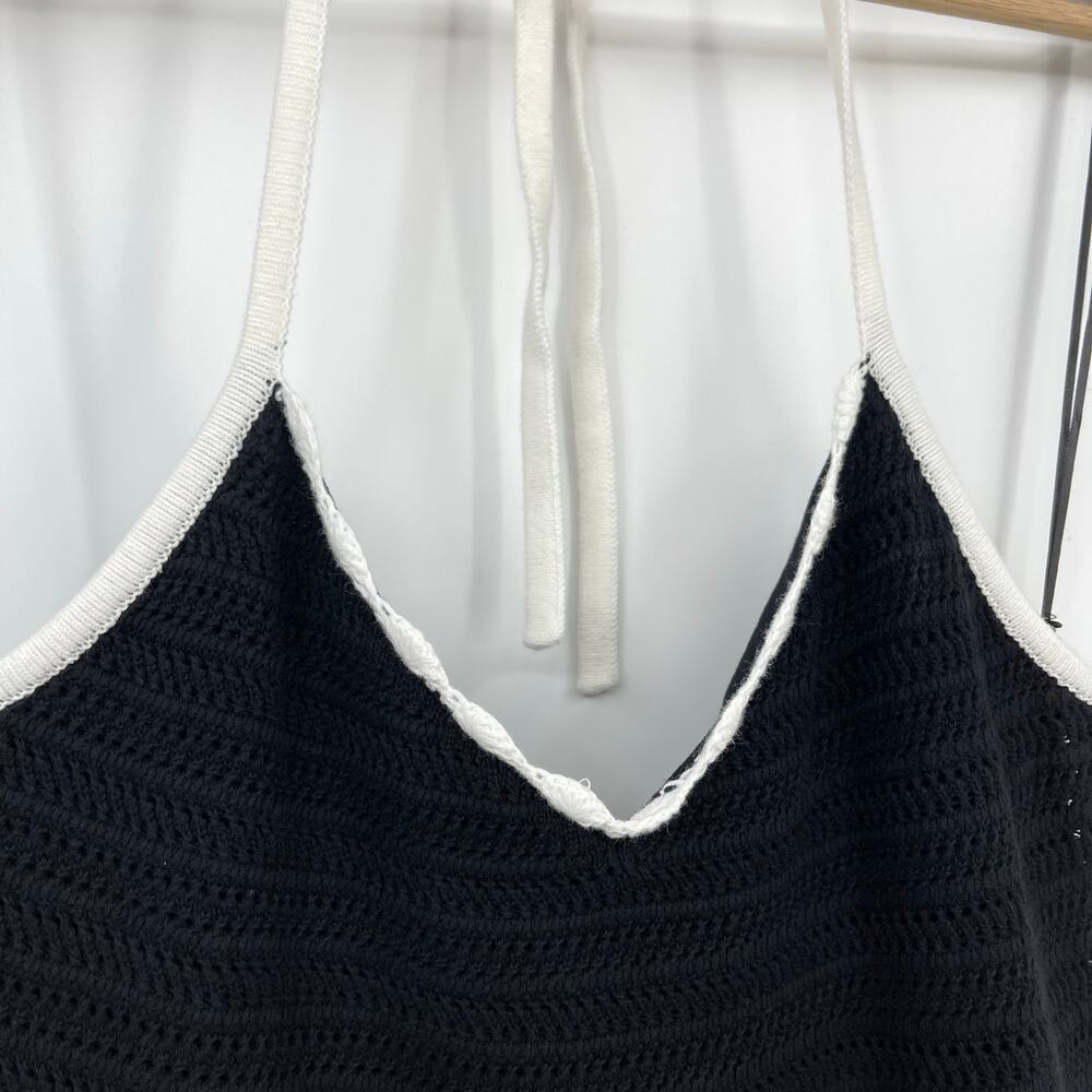 Bec + Bridge | NWT Ravyn Halter Maxi Dress in Black Crochet Knit White Trim M - Picture 8 of 16
